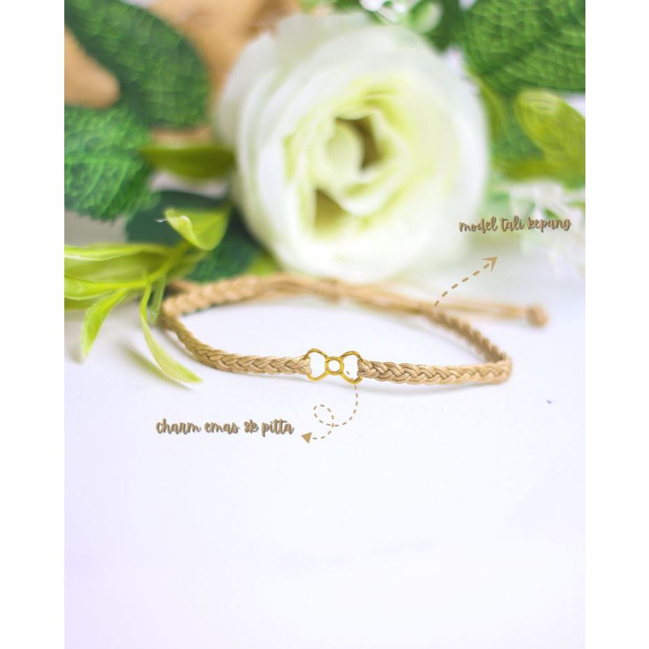 Gelang Tali Emas Asli Kadar 375 8k Imut Model Tali Kepang Charm Karakter Gold Talijiwa