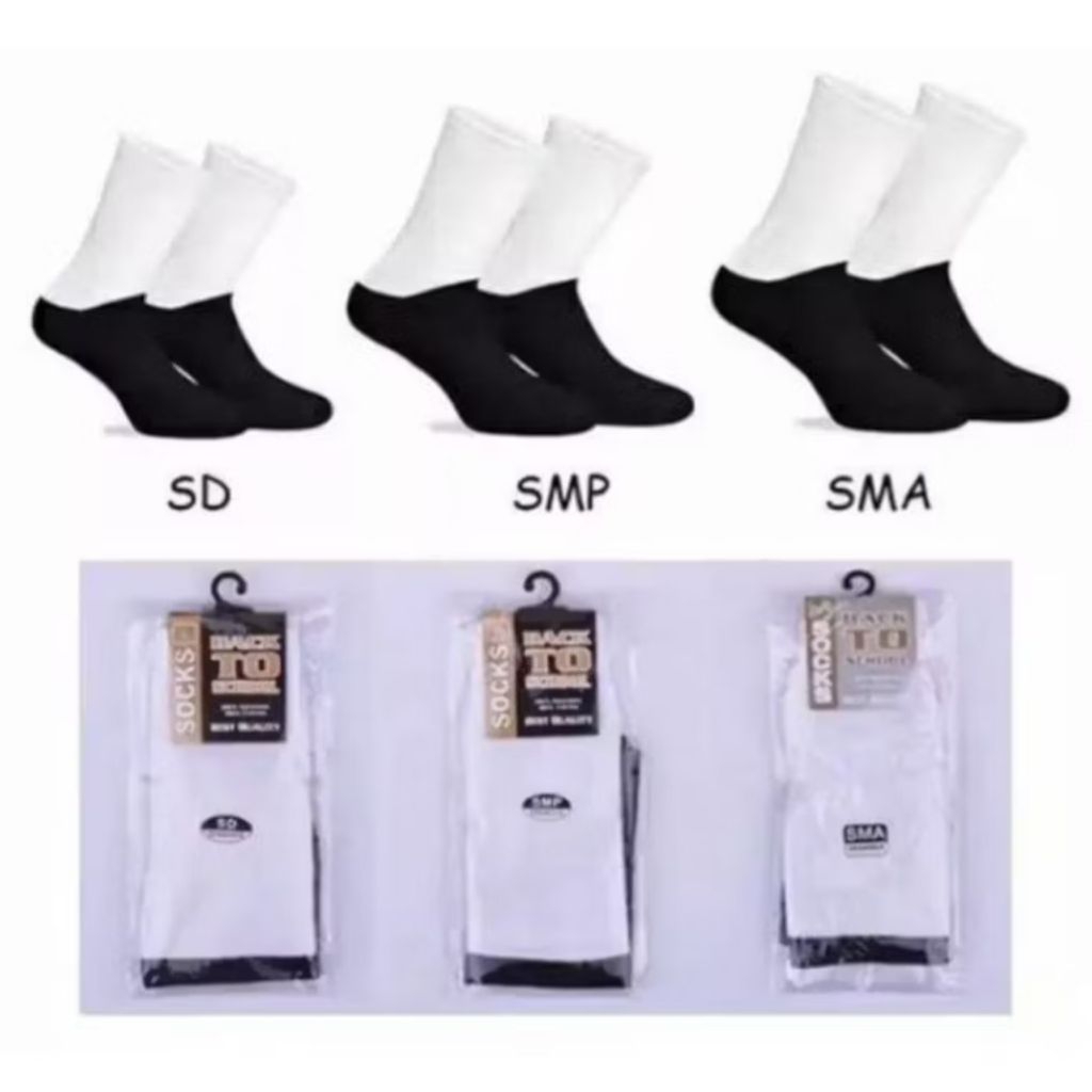 (GROSIR) kaos kaki sekolah Kaos kaki hitam putih