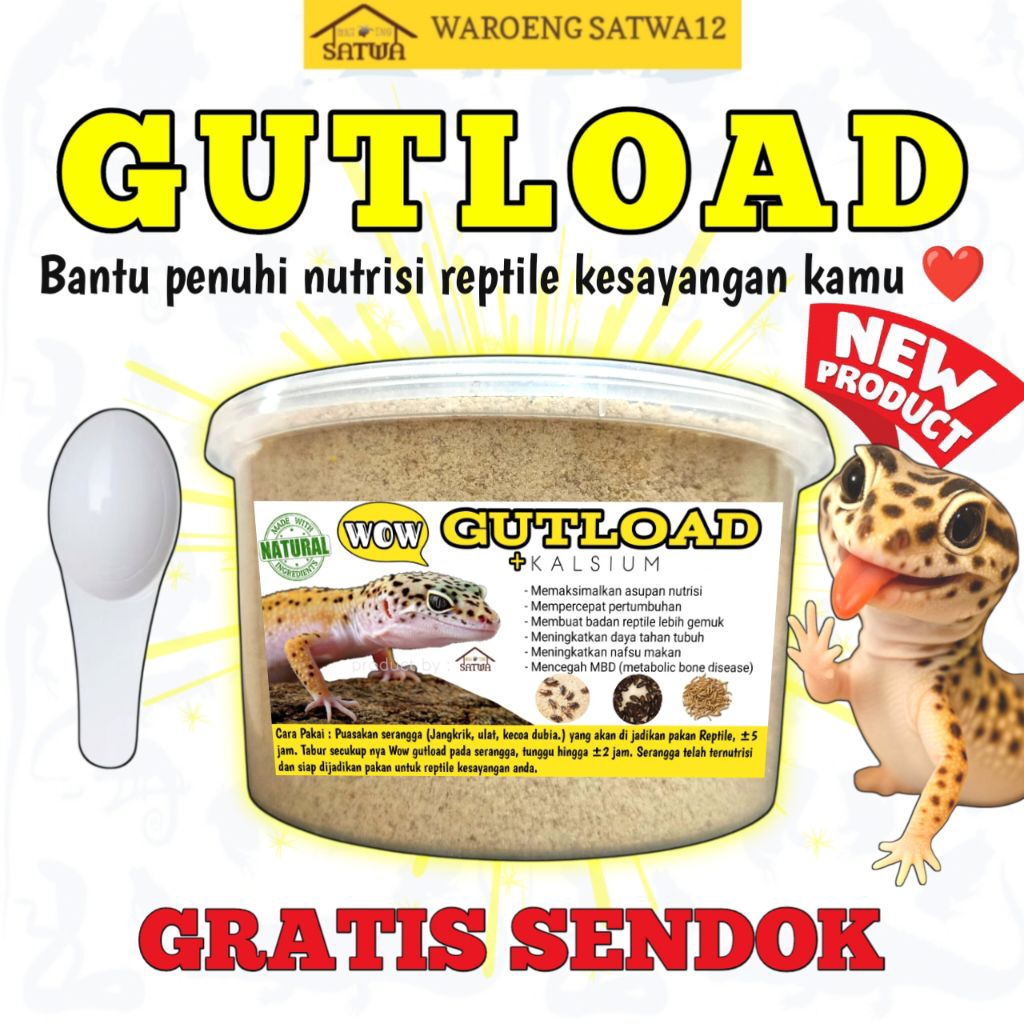 NEW!! GUTLOAD GECKO PENGGEMUK LEOPARD GECKO REPTILE TOKEK BABY SALVA PACMAN SUPLEMEN HEWAN VITAMIN R
