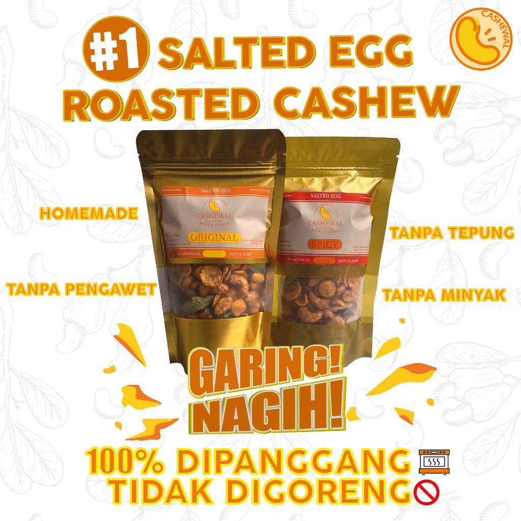 

KACANG MEDE PANGGANG SALTED EGG ORIGINAL & SPICY 150GR | SALTED EGG ROASTED ORIGINAL & SPICY 150 GR