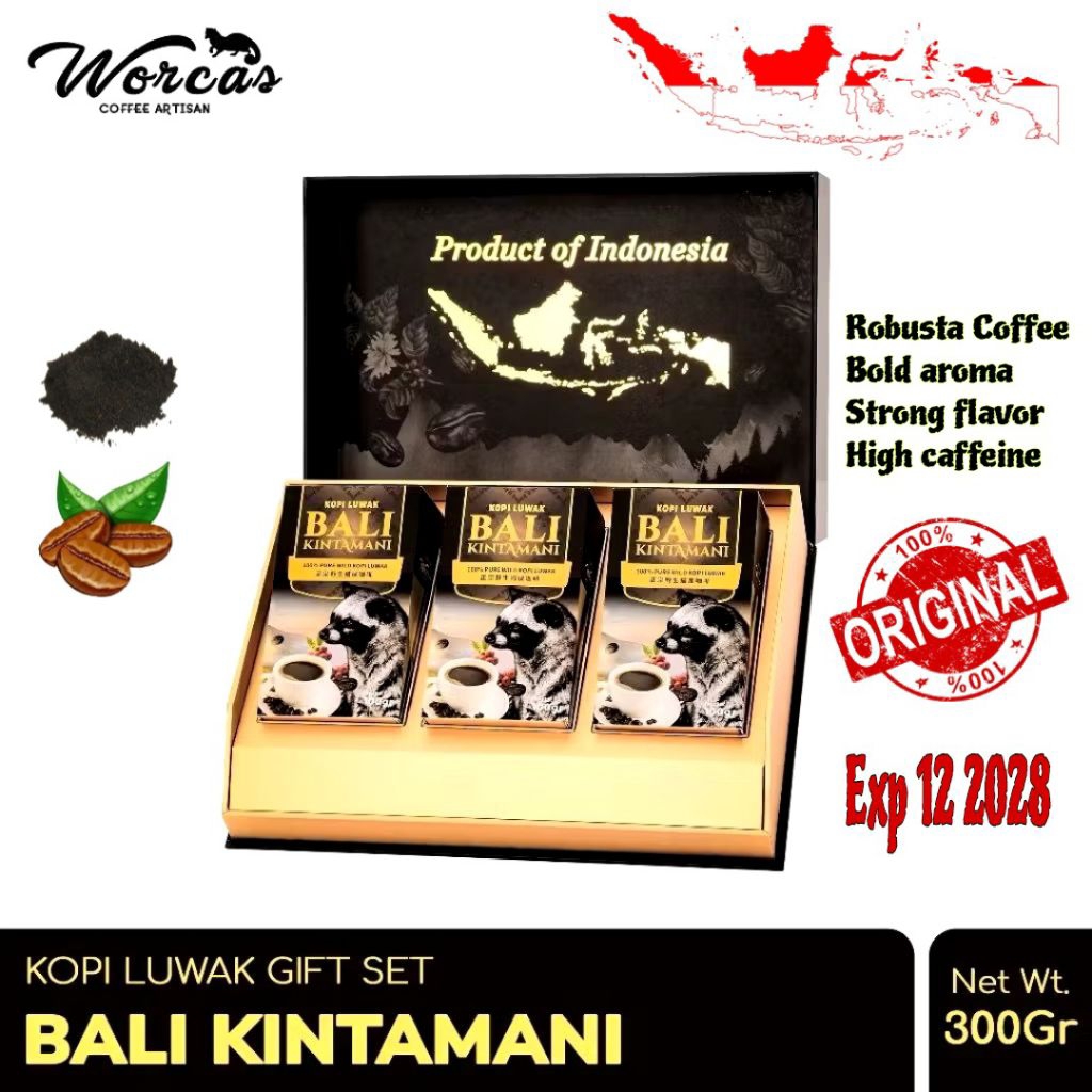 

[GIFTBOX] Worcas Wild Kopi Luwak Bali Kintamani, 3 x 100 gram | 100% Original Wild Kopi Luwak dari Brand Worcas, Indonesia