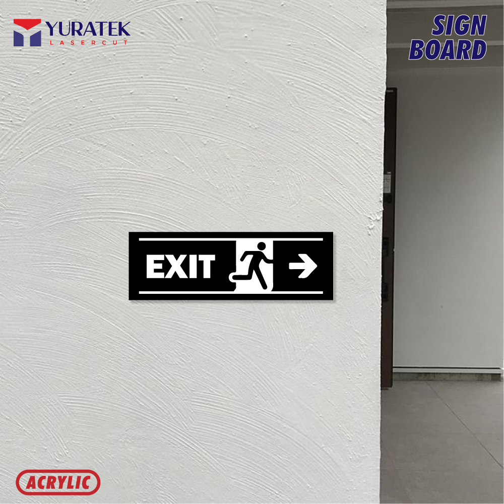 

YLC -Signage Papan Petunjuk Ruangan Exit Room Hitam Putih 30x10cm Akrilik Lasercut Modern Label Sign