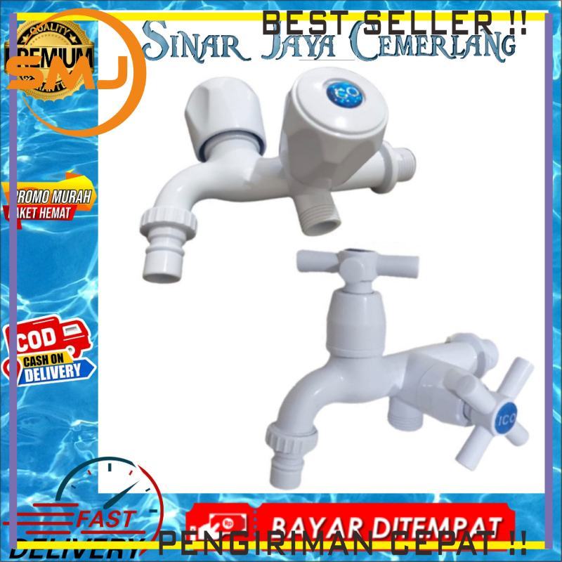Ifos Kran Keran Air Double Shower PVC Plastik Dinding + Shower