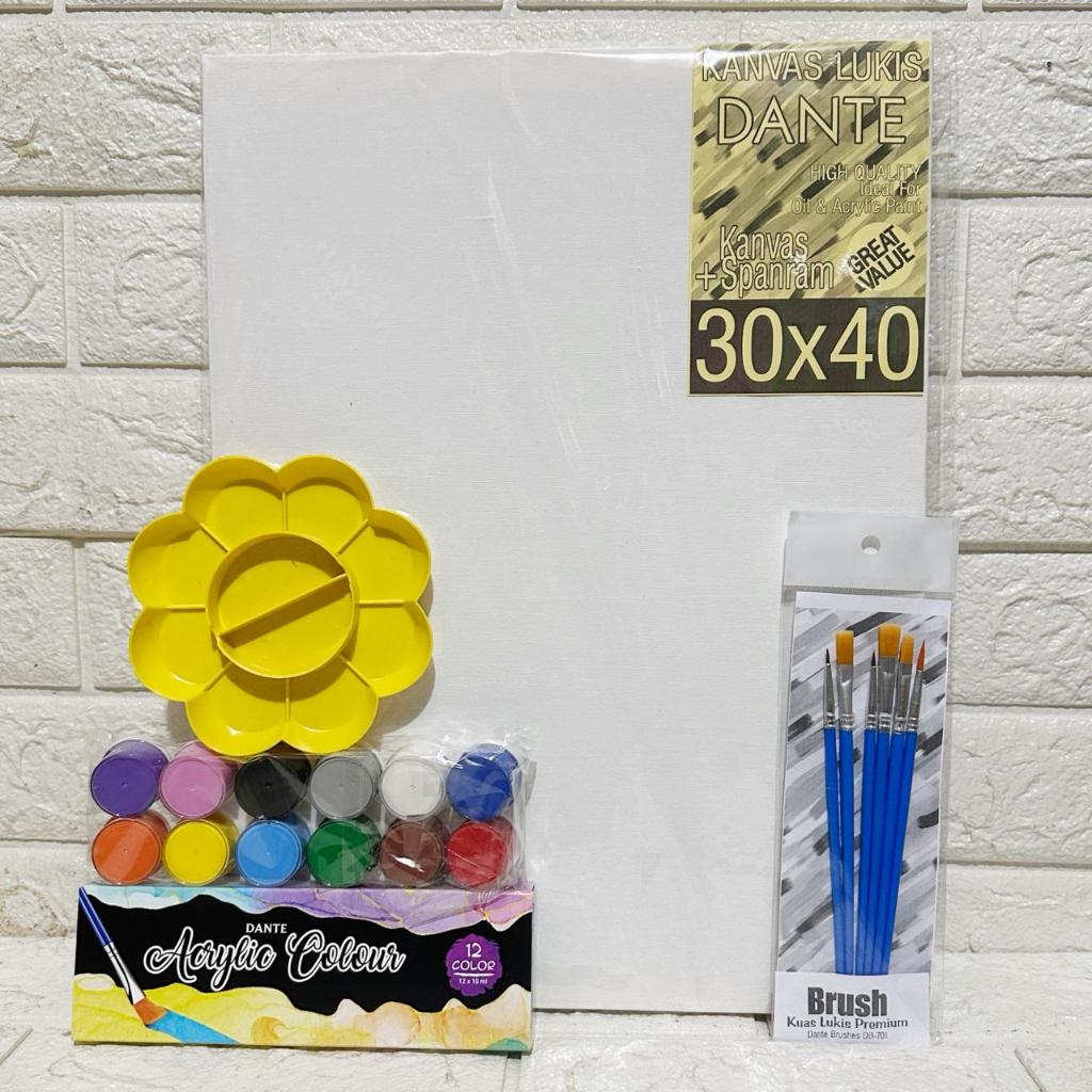 

RKL - PAKET MELUKIS 4in1 SET Kanvas 30x40 Kuas Palet