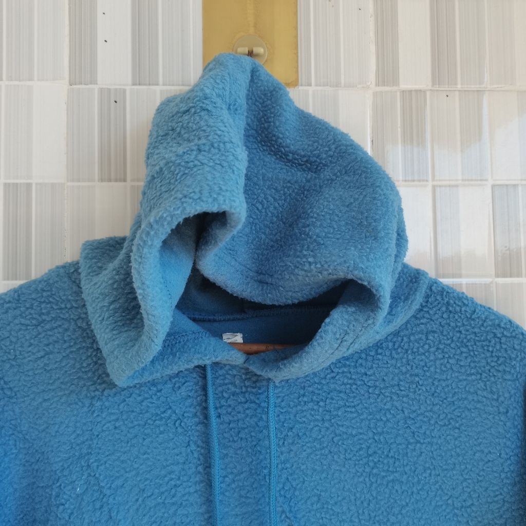 854. HOODIE SHERPA TEBAL WARNA BIRU LAUT SIZE XL  PRELOVED