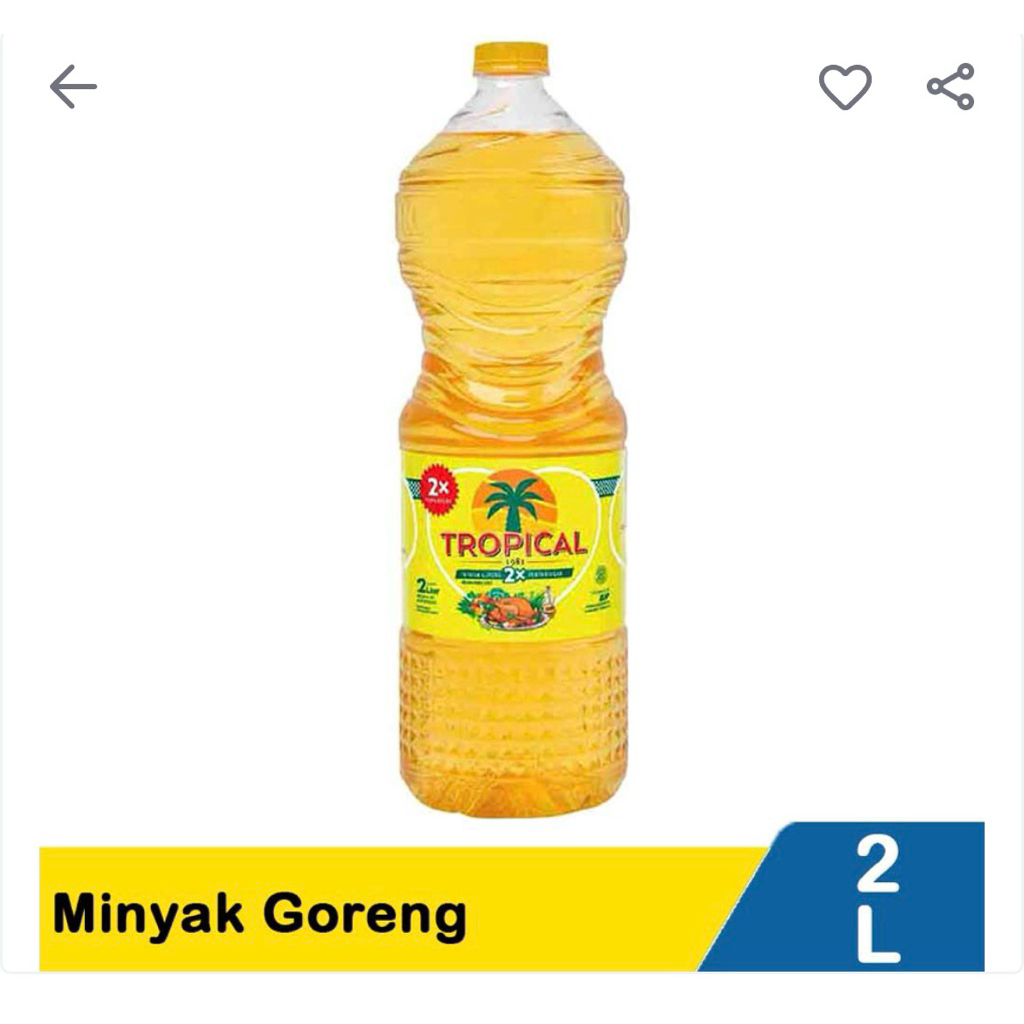 

Minyak goreng Tropical 2 liter Btl