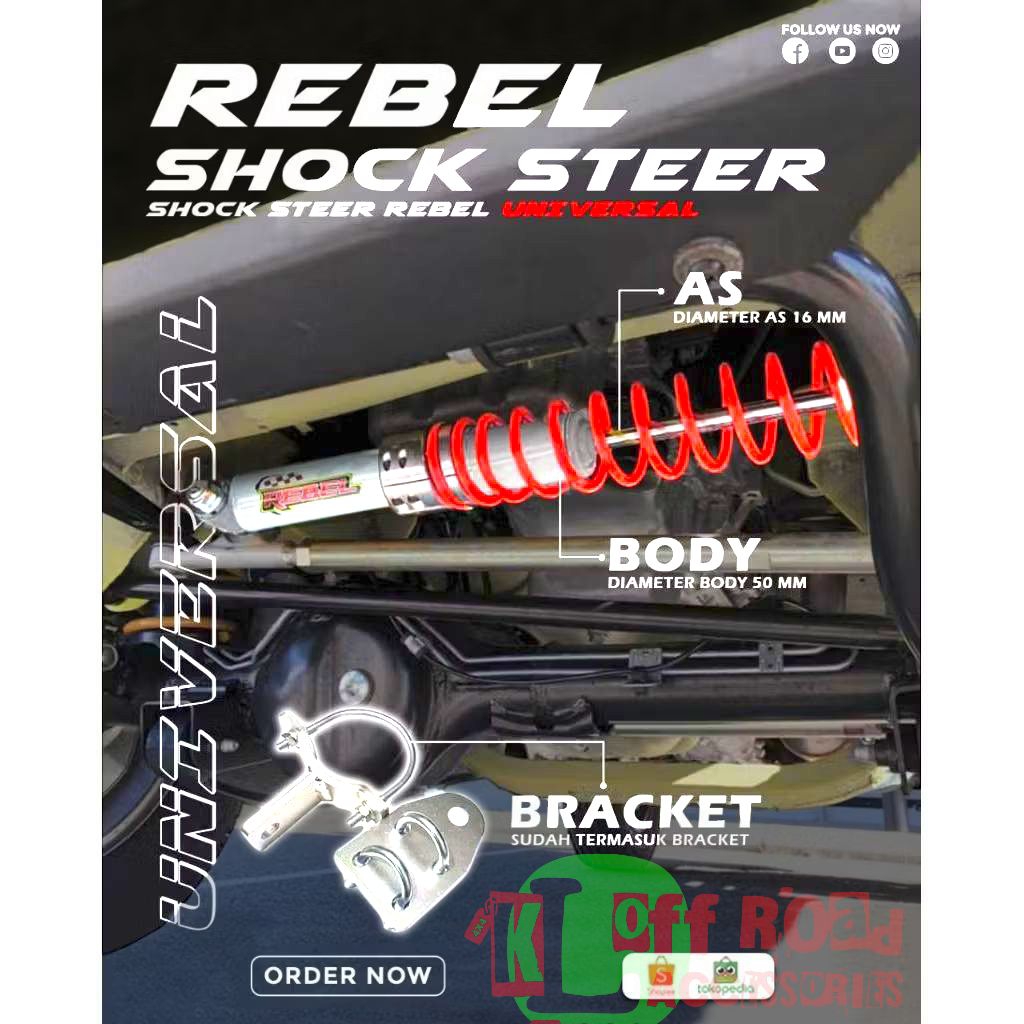 Rebel Shock steer stabilizer universal jimny taft