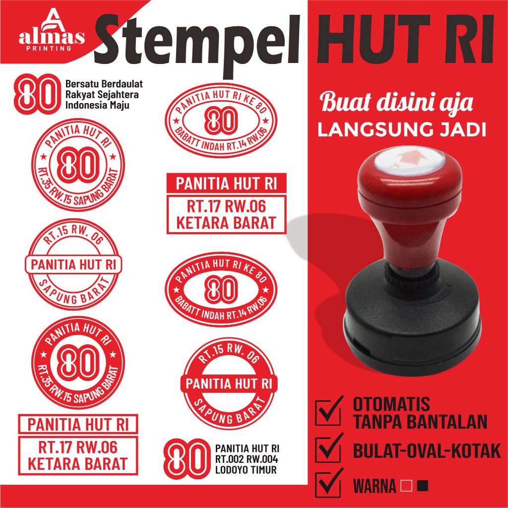 

STEMPEL AGUSTUSAN DAN STAMPEL PANITIA HUT RI SERTA STEMPEL KEMERDEKAAN