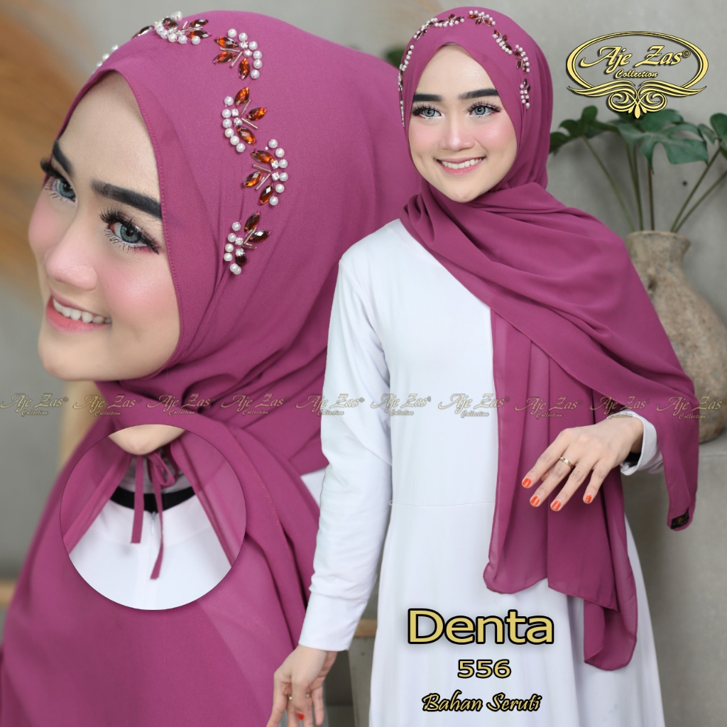 AJE ZAS - DENTA Hijab Pashmina Tali Payet Dibagian Kepala Bahan Ceruti BabyDoll