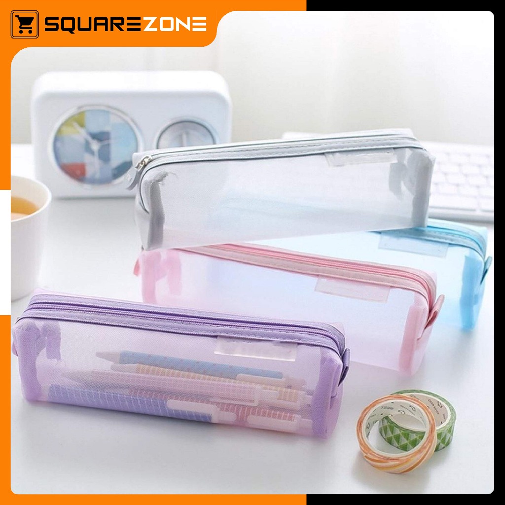 

Tempat Pensil Transparan Pouch Kosmetik Jaring Polos Simple Tempat Penyimpanan Alat Tulis ATK3010