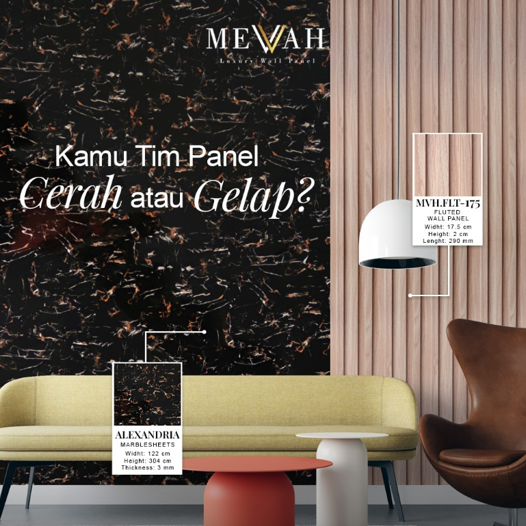 Mevvah Marble Series Wall Panel Motif Alexandria - Wall Panel Dinding Motif Marmer