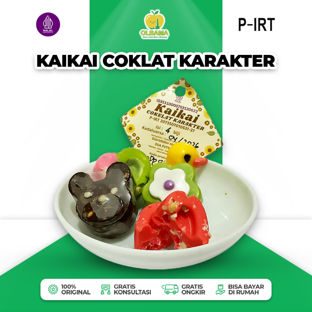 

Kaikai Coklat Karakter Original / Kacang Isi 4 pcs Oleh Oleh Khas Batu Malang | Cokelat Anak Lucu