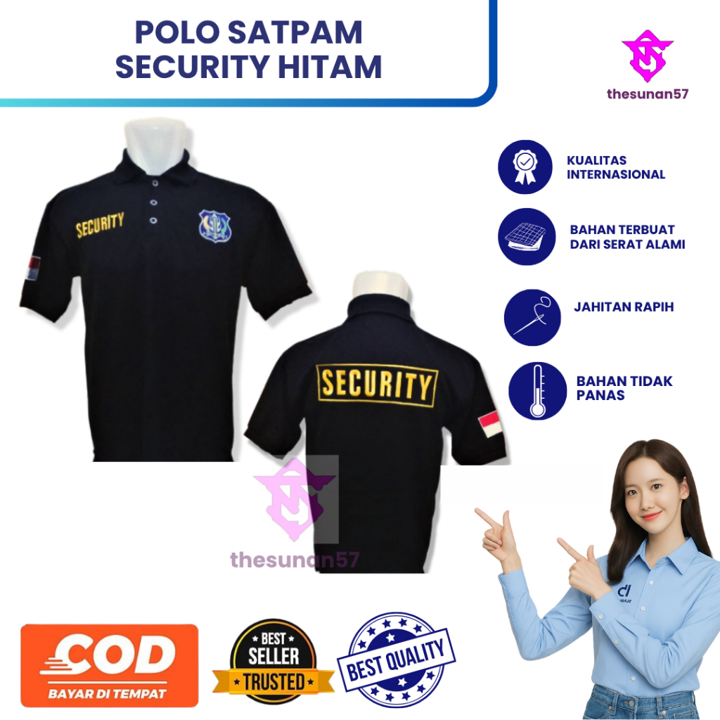 Baju Polo Satpam Security Hitam || Seragam Baju Polo Security || Polo Satpam || Polo Satpam Hitam