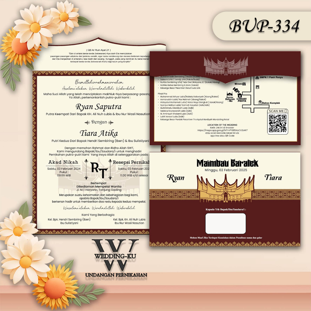 Undangan Pernikahan Murah Semi Amplop, Motif Mandailing Elegan Termurah, Surat Undangan Nikah, Undan