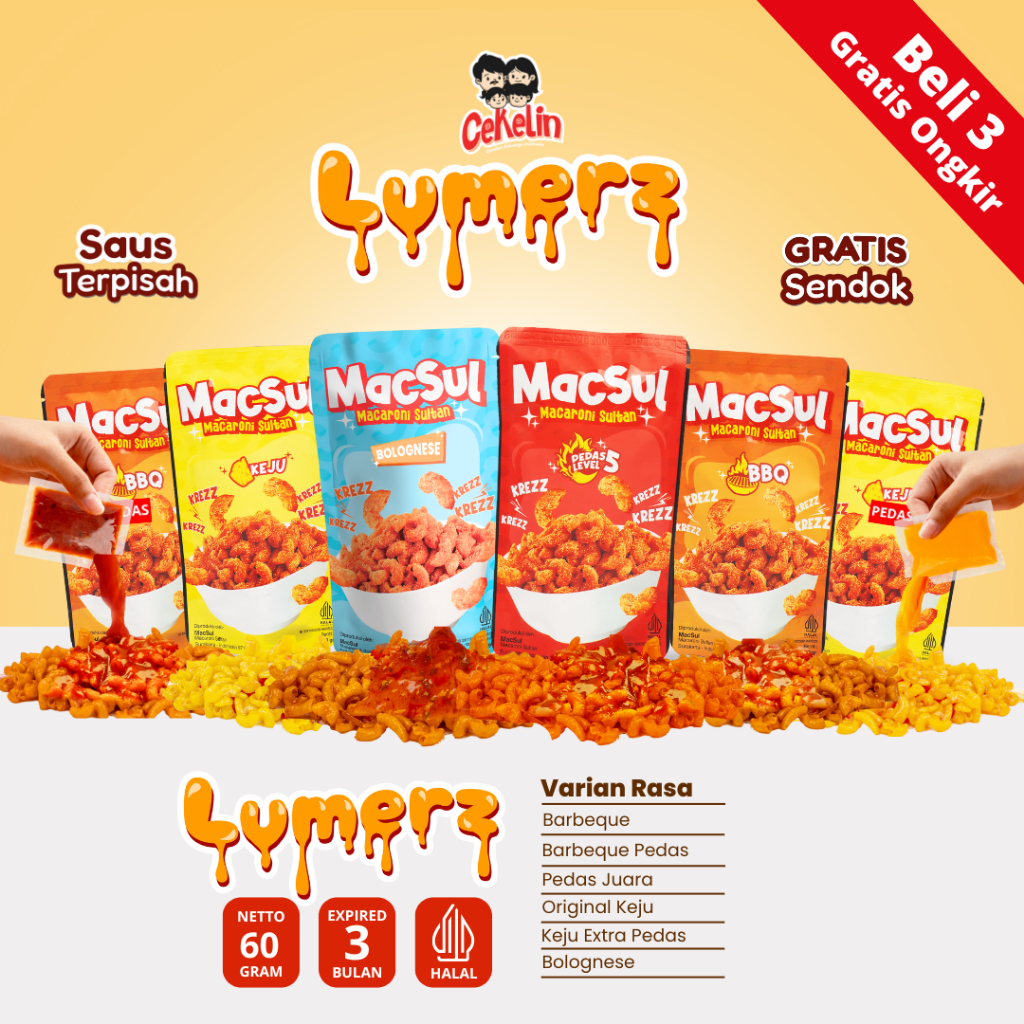 

CEKELIN Lumerz 60gr 6 Varian Rasa Makaroni Lumerz