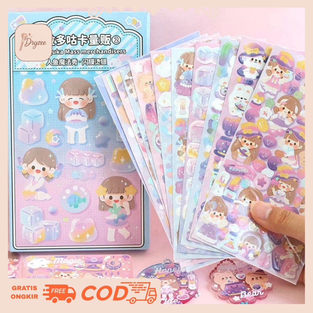 

12 Lembar Stiker Glitter Pack DIY Buku Jurnal Edisi Guka Mass Mechandiser FUNNY CARTOON TLD94