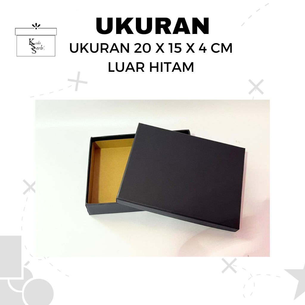 

GROSIR Hardbox 20x15x4 cm cover luar hitam / kotak kado / hampers / giftbox / kotak kado polos