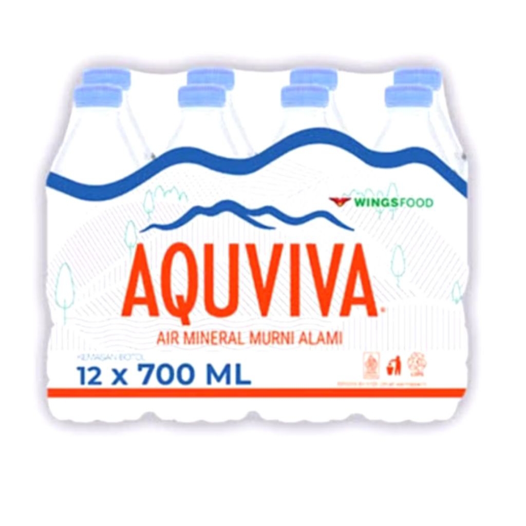 

Aquviva 700ml 1dus isi 12botol air mineral murni alami