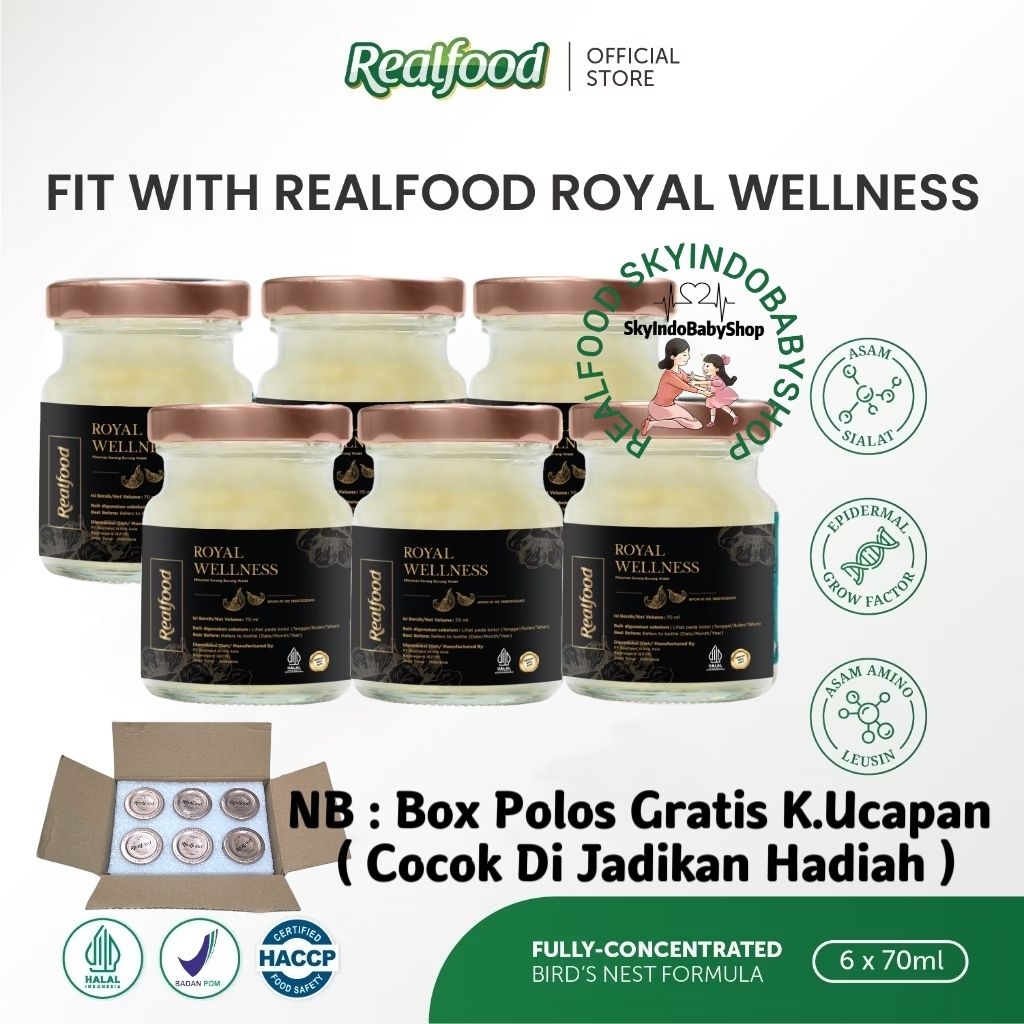 

Realfood Royal Wellness 6 Botol Box Polos ( Minuman Sarang Burung Walet ) RSIBS