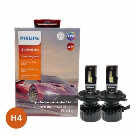 Lampu LED H4 PHILIPS Ultinon Rally 3550 6500K 100Watt/set 4500lm Asli Original
