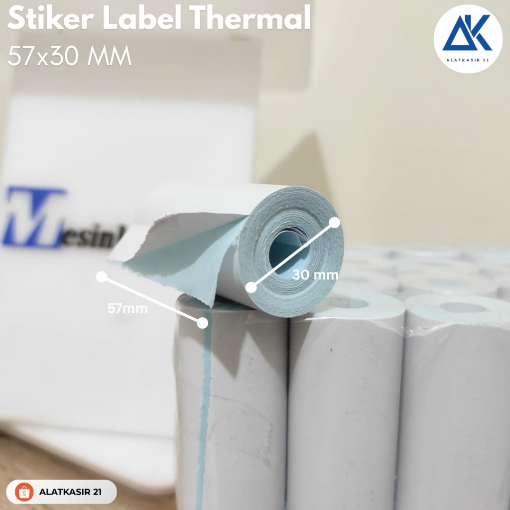 

Kertas Label Stiker (1Roll) Thermal 57x30 MM/Kertas Mini Printer 58 mm Thermal Bluetooth