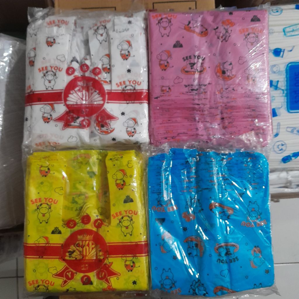 Plastik Kresek Motif Sapi, Kantongan Plastik Motif Sapi Uk. 17