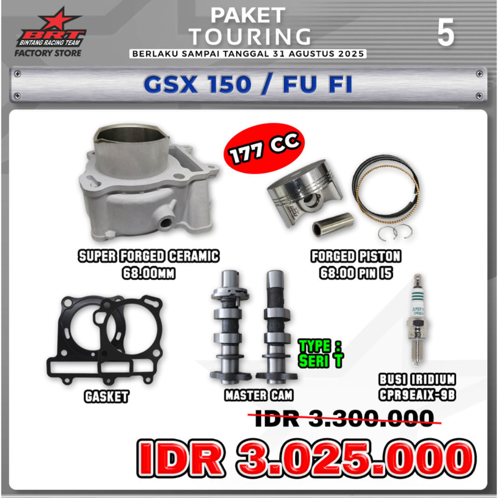 PAKET BLOK PISTON BRT GSX 150/FU FI+CAM