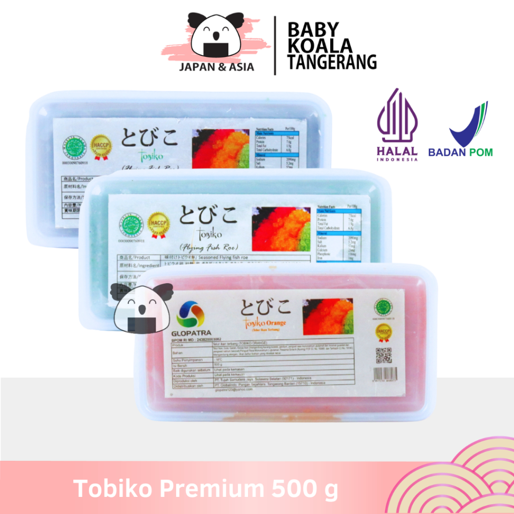 

TOBIKO Premium Orange Green Black 500 g Halal │ Telur Ikan Terbang Oren Berbumbu │ Seasoned Flying Fish Roe -BKT