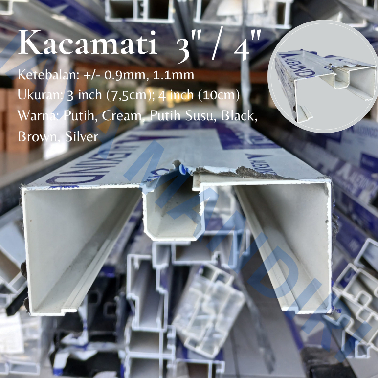 JMG - BAHAN KUSEN ALUMUNIUM KACA MATI 3" / 4" MERK INKALUM, ALEXINDO