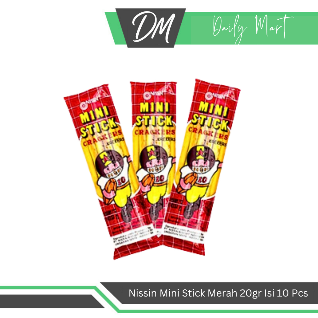 

Nissin Crispy Crackers Mini Stick Merah 20gr Isi 10 Pcs - Biskuit Stik Enak Murah Bergizi