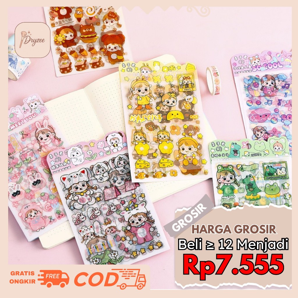

4Pcs Stiker Dekorasi Buku Diary Japanese Style Coco Girl - SP02