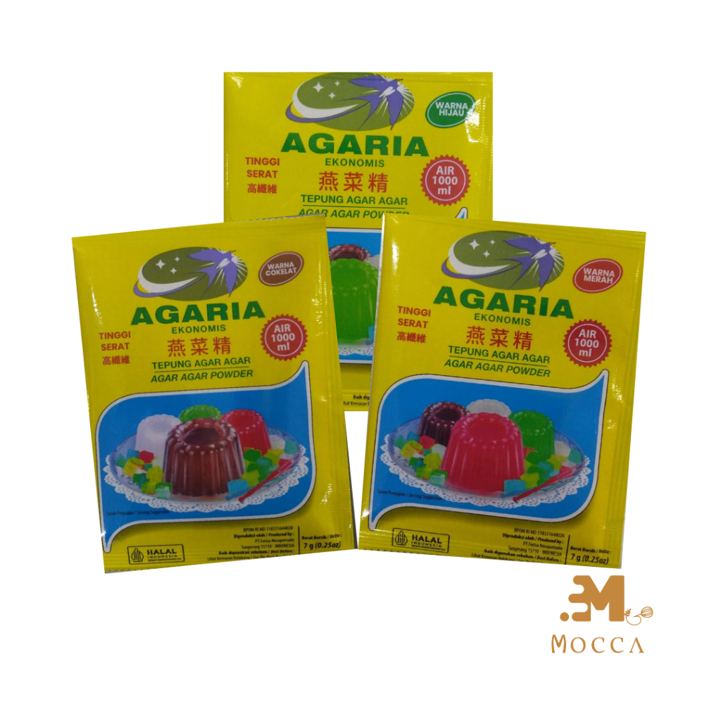 

AGARIA AGAR-AGAR POWDER COKLAT HIJAU MERAH 7GR