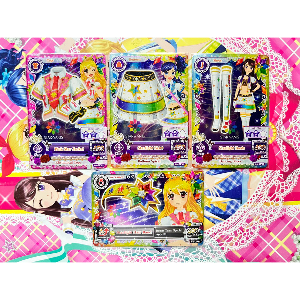 Kartu Aikatsu Pink Star Jacket STAR ANIS Ichigo Hoshimiya Set Starlight Skirt Boots Hair Band Unit C