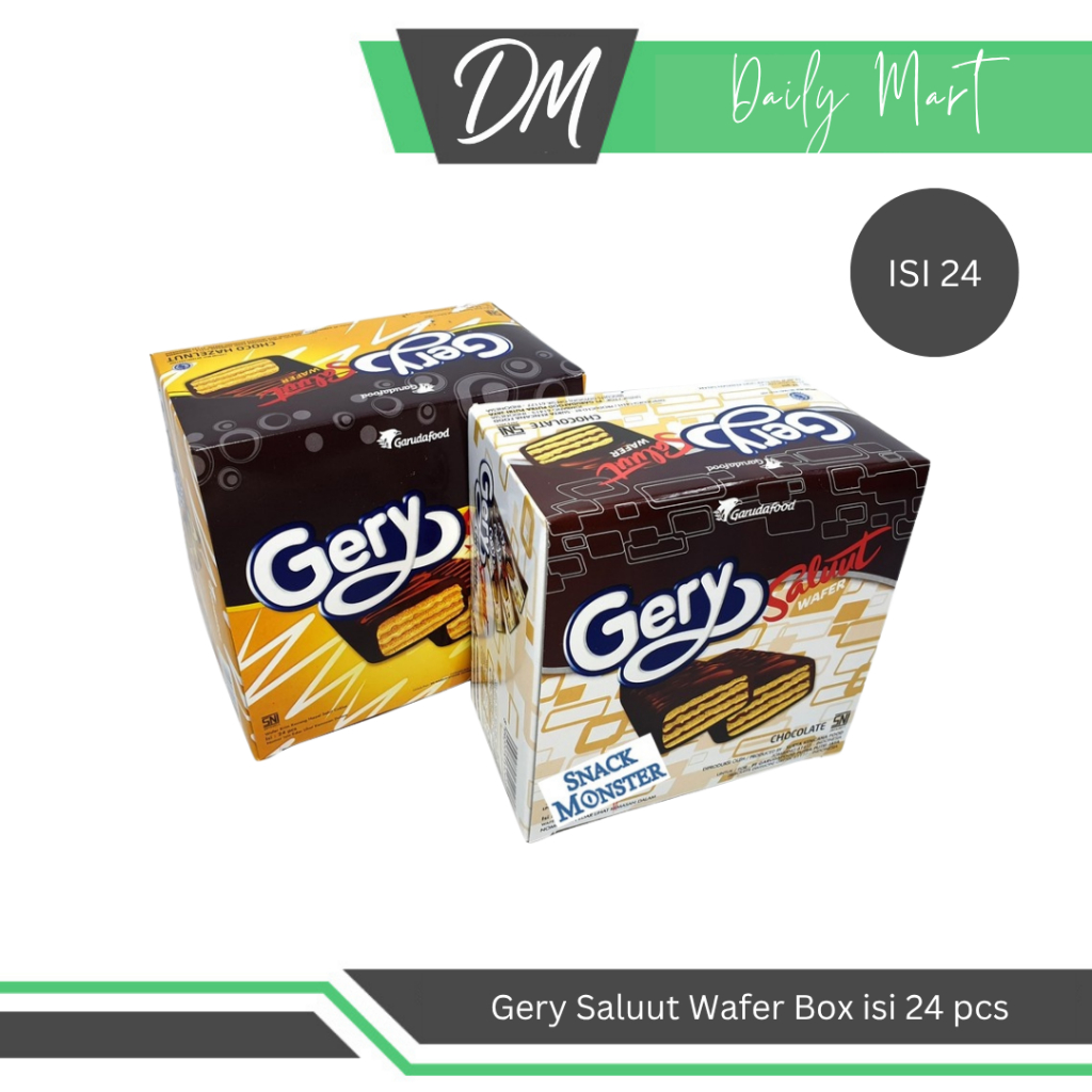

Gery Saluut Wafer Box Isi 24 pcs x 7gr Rasa Chocolate/Choco Hazelnut - Snack Enak Murah Original Bergizi