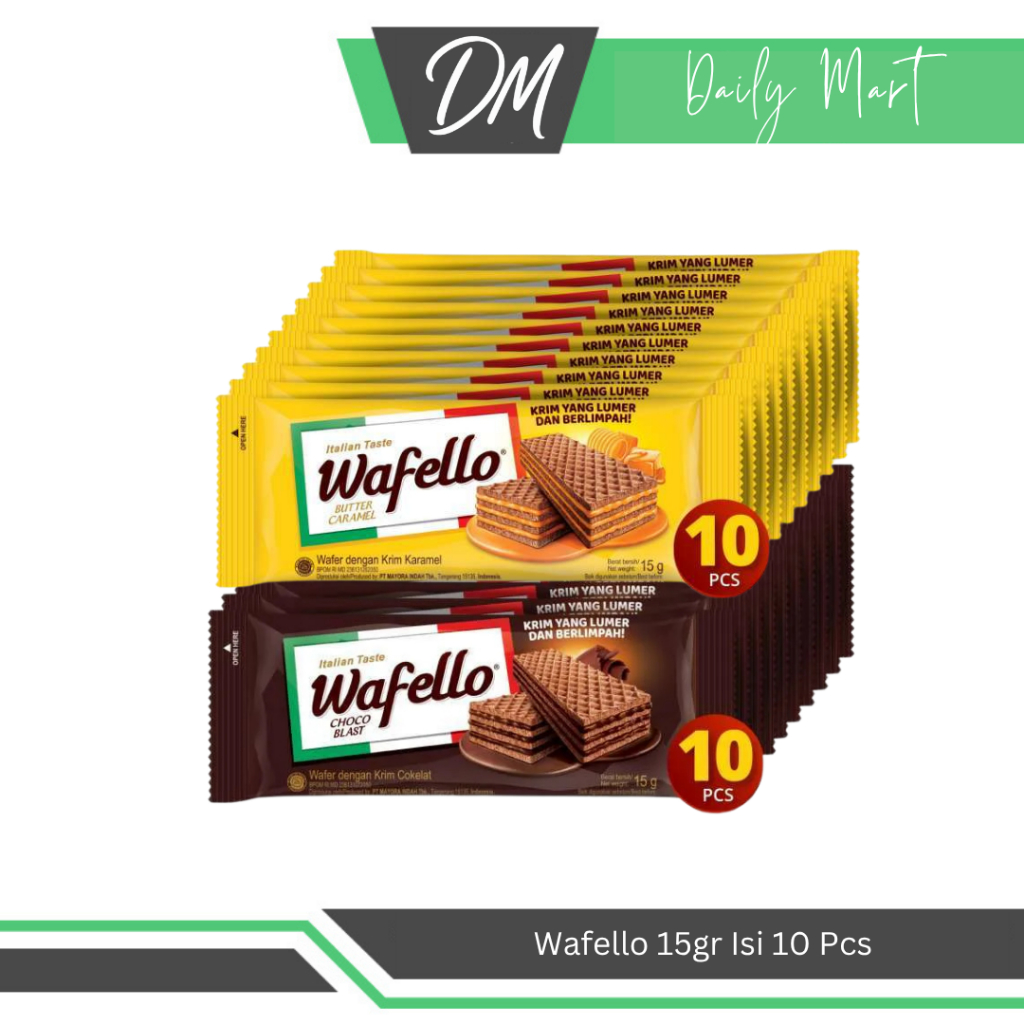 

Wafello 15gr 1 Renceng Isi 10 Pcs All Varian Choco Blast/Butter Caramel - Biskuit Enak Murah Bergizi
