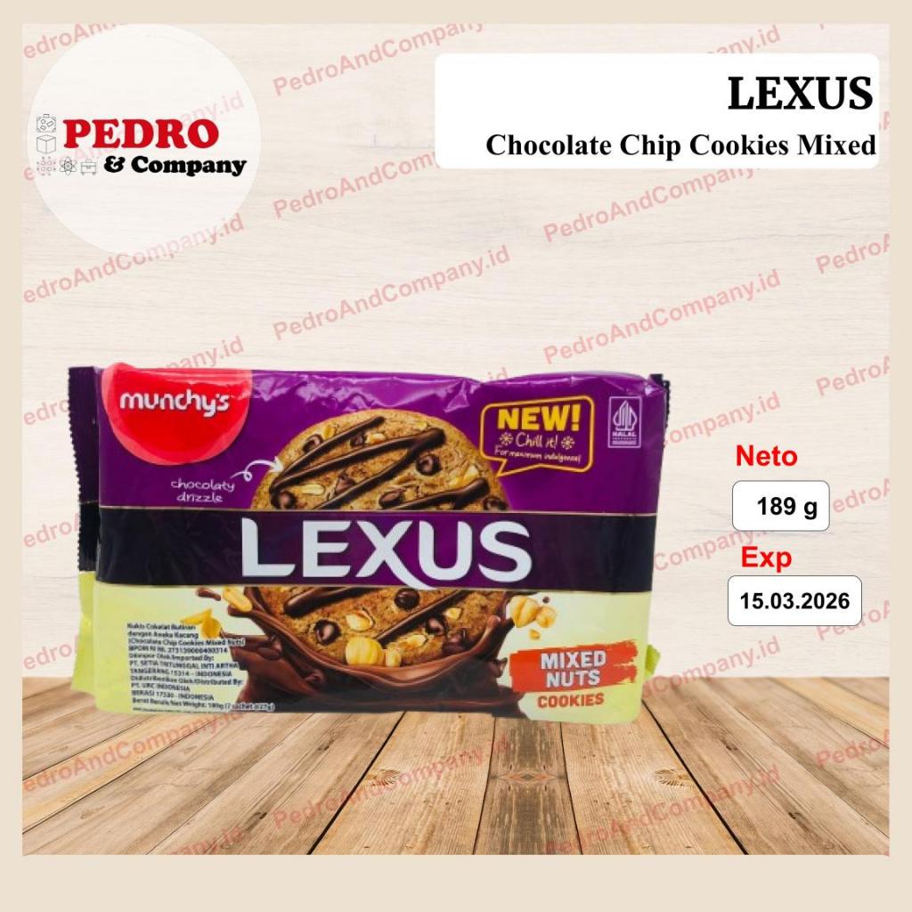 

Muchys Lexus Chocolate Chip Cookies Mixed 189 gram biskuit wafer coklat campur