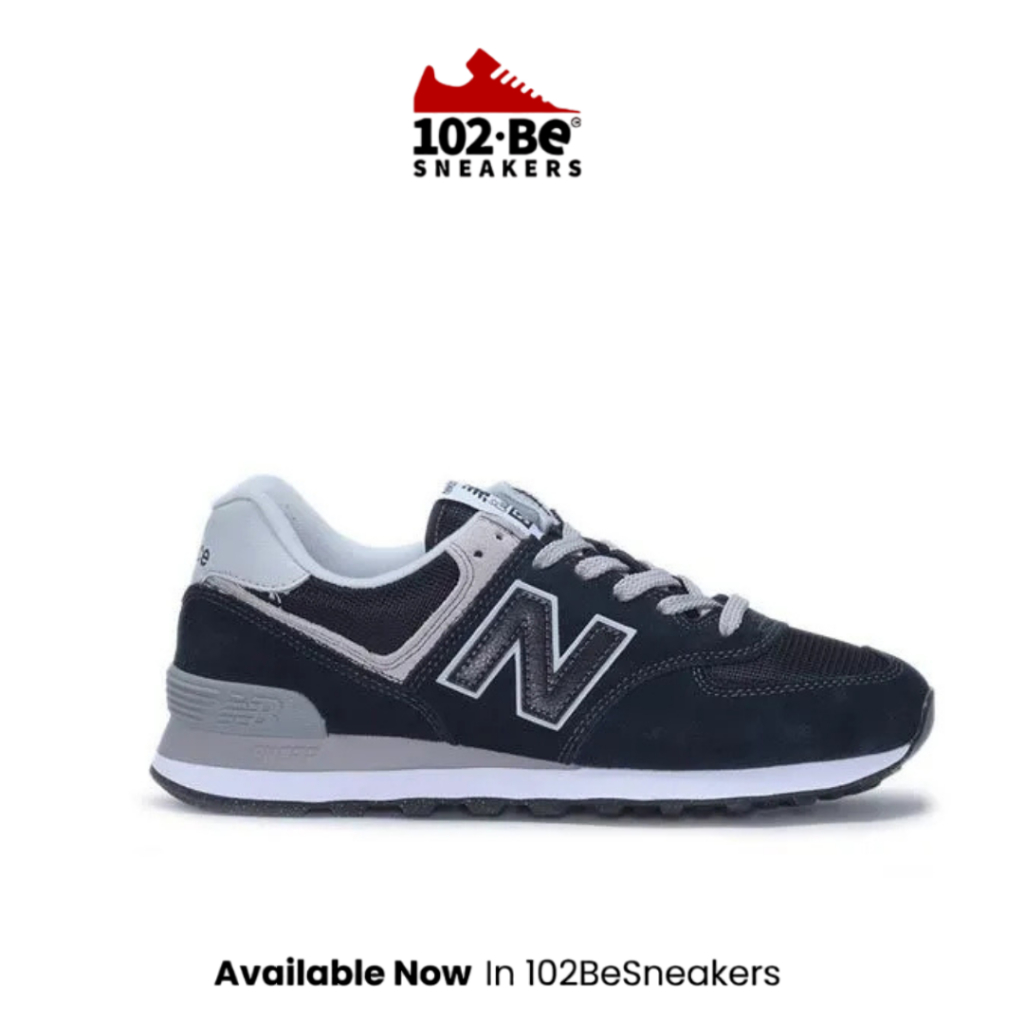 Sepatu NB 574v3 Men Sneakers- Black with White Original