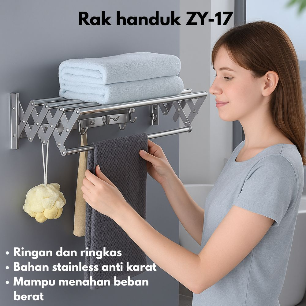 Rak Kamar Mandi Aesthetic - Rak Kamar Mandi Tempel - Gantungan Handuk Kamar Mandi