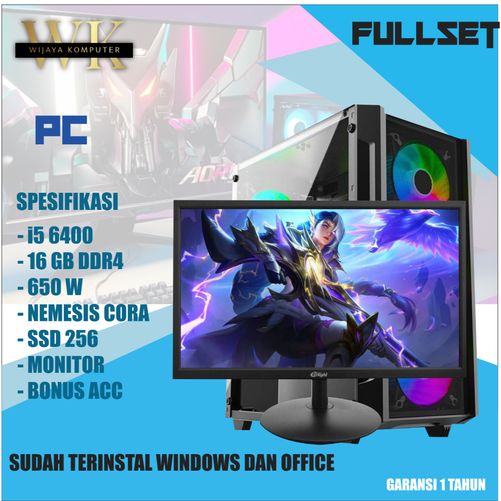 PC GAMING / DESIGN / OFFICE DDR4 LENGKAP FULLSET SIAP PAKAI