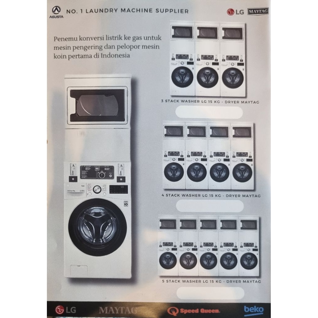 paket mesin Lg15kg + maytag 15kg koin