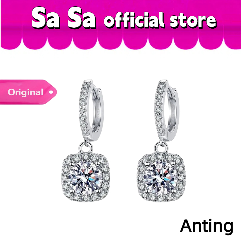 Anting Moissanite Anting Perak asli Anting Permata Anting Berlian Anting Wanita Temperamen Elegan 1c