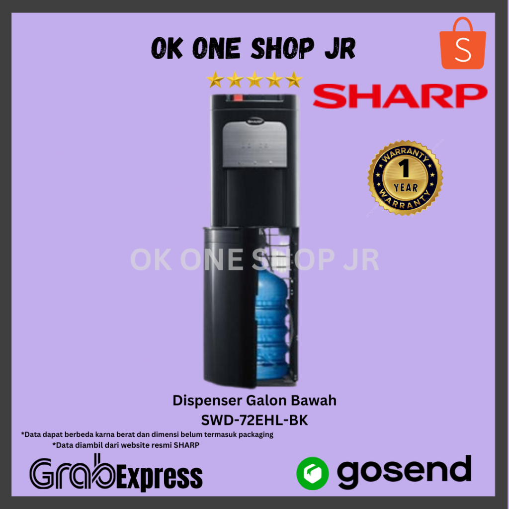 SHARP SWD-72EHL-BK/WH Dispenser Galon Bawah | SWD-72EHL-BK | SWD-72EHL-WH