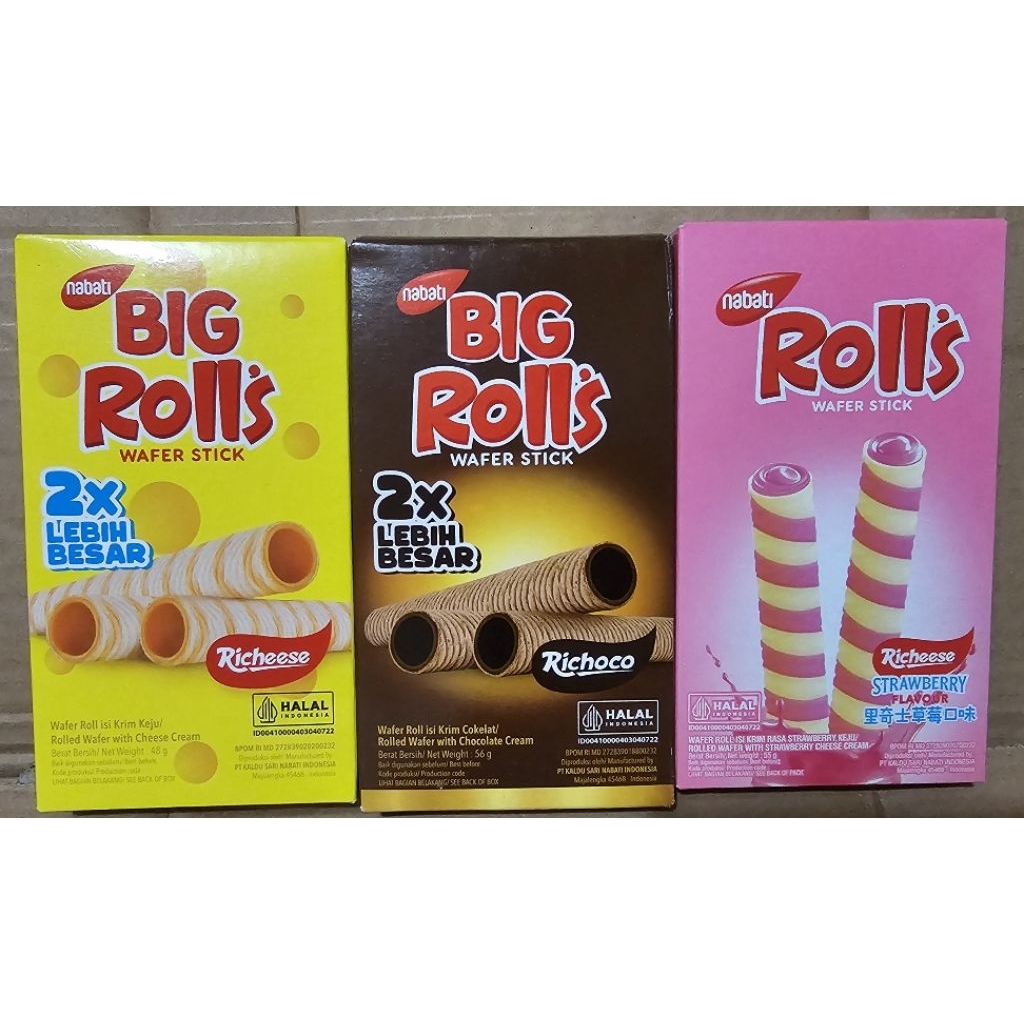 

Nabati Big Rolls 48/56g Box - Wafer Roll Krim Stik