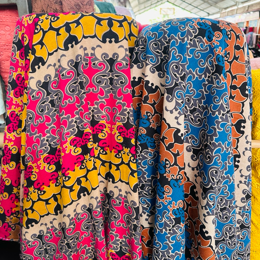 Kain Katun Linen Motif Batik Premium - Katun Linen Motif Premium  - Katun Linen Lembut - Katun Linen