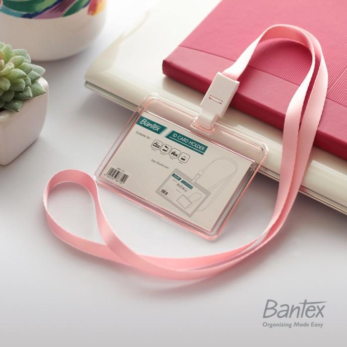 

TBMO Bantex Transparent ID Card Holder Lanyard Landscape Pink #8867 19