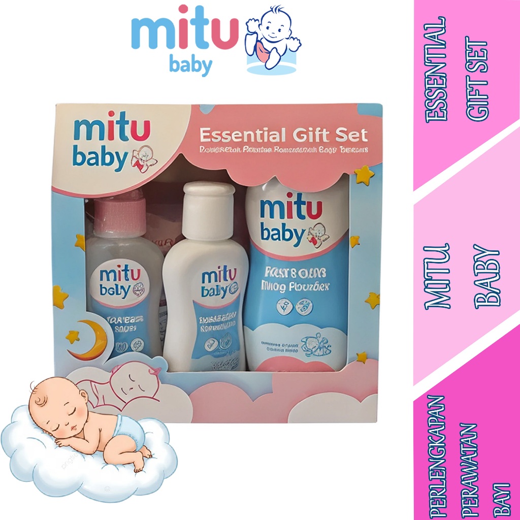 Perlengkapan Perawatan Bayi - Mitu Baby - Essential Gift Set - Isi Set 4pcs