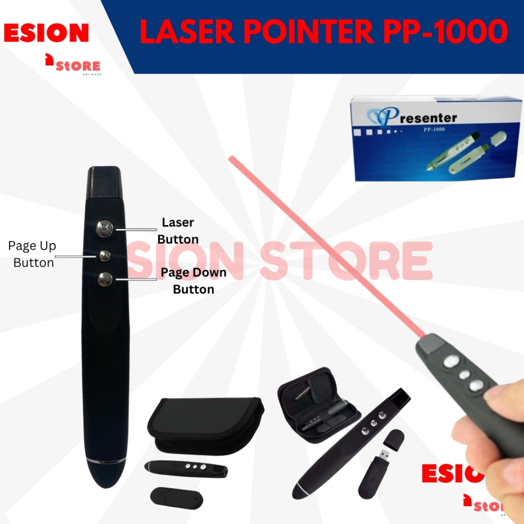 Presenter Laser Pointer Wireless PP 1000 Laser Pointer Wireless PP1000 Alat Presentasi Wireless PP10