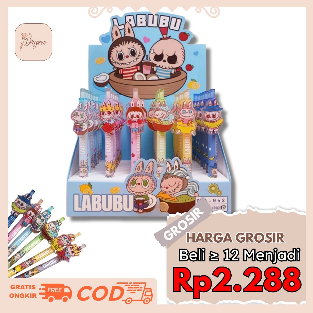 

Pulpen Pena Cetek Aklirik Pena 0.05MM 0.38MM Motif Karakter Kartun Labubu ATK Pulpen Premium AT45