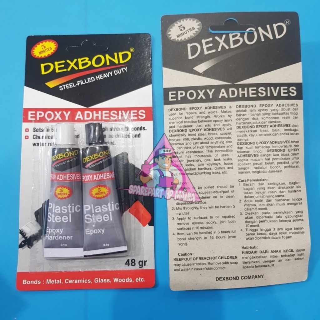 LEM DEXBOND 5 MENIT 48G EPOXY ADHESIVE LEM EPOKSI 2 KOMPONEN RESIN DAN HARDENER LEM BESI KAYU LOGAM