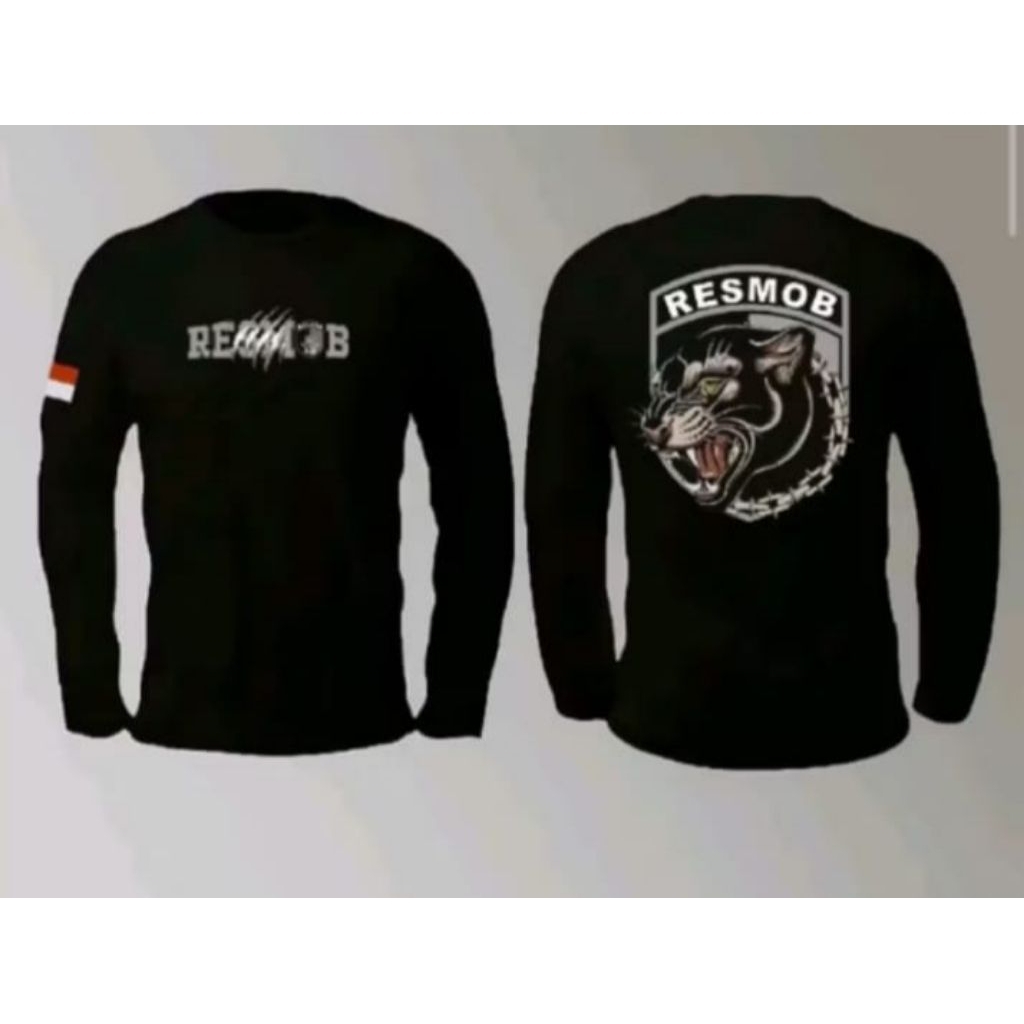 Kaos Lengan Panjang RESMOB Desain Macan Kumbang Kaos Distro Hitam Unisex